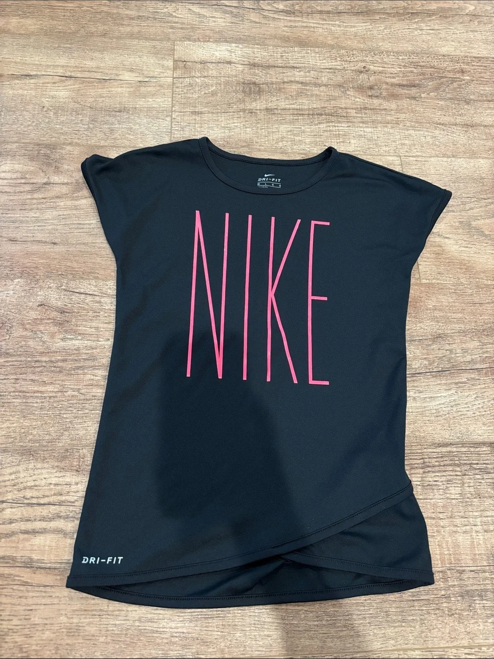 Nike Black Short Sleeve Dri-FIT Tee with Pink NIKE Script